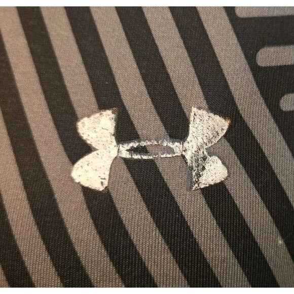 Under Armour Womens Cold Gear Long Sleeve Fitted Shirt Large Stripes Black Gray - Picture 4 of 10